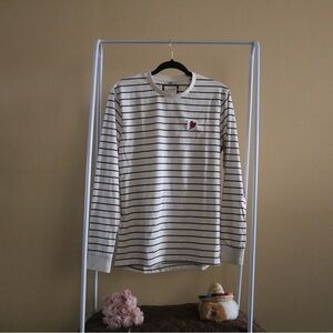 Denim & Flower Black Striped Shirt with Heart Detail